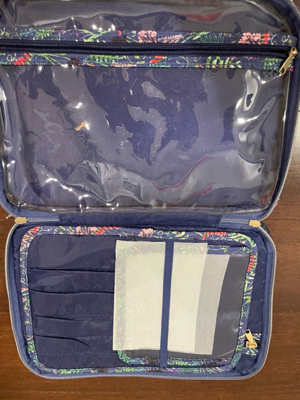 sonia kashuk blue travel makeup and toiletries bag floral nwt - Picture 5 of 8
